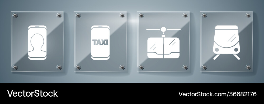 Set tram and railway cable car taxi call Vector Image