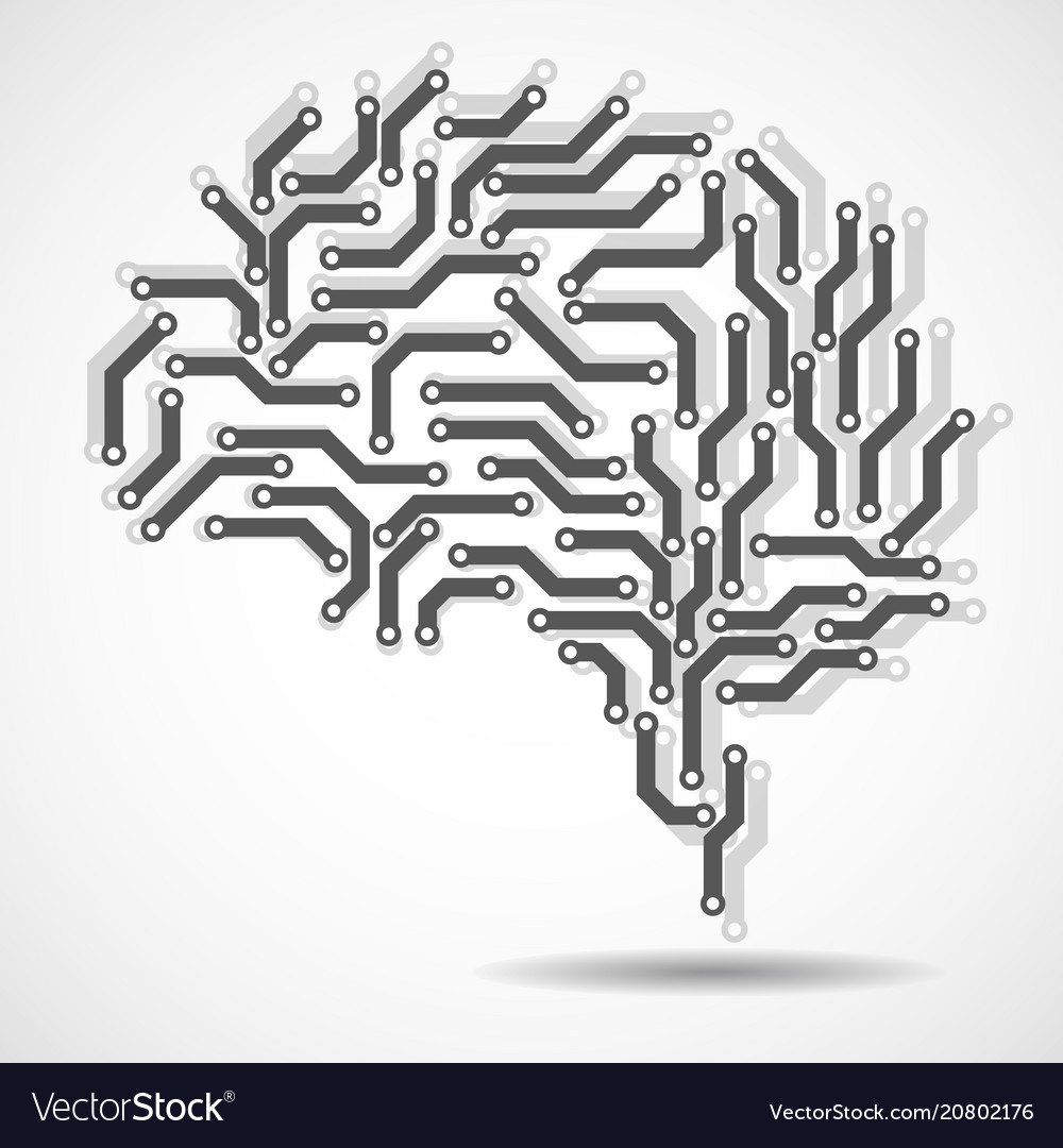 Technological brain circuit board Royalty Free Vector Image