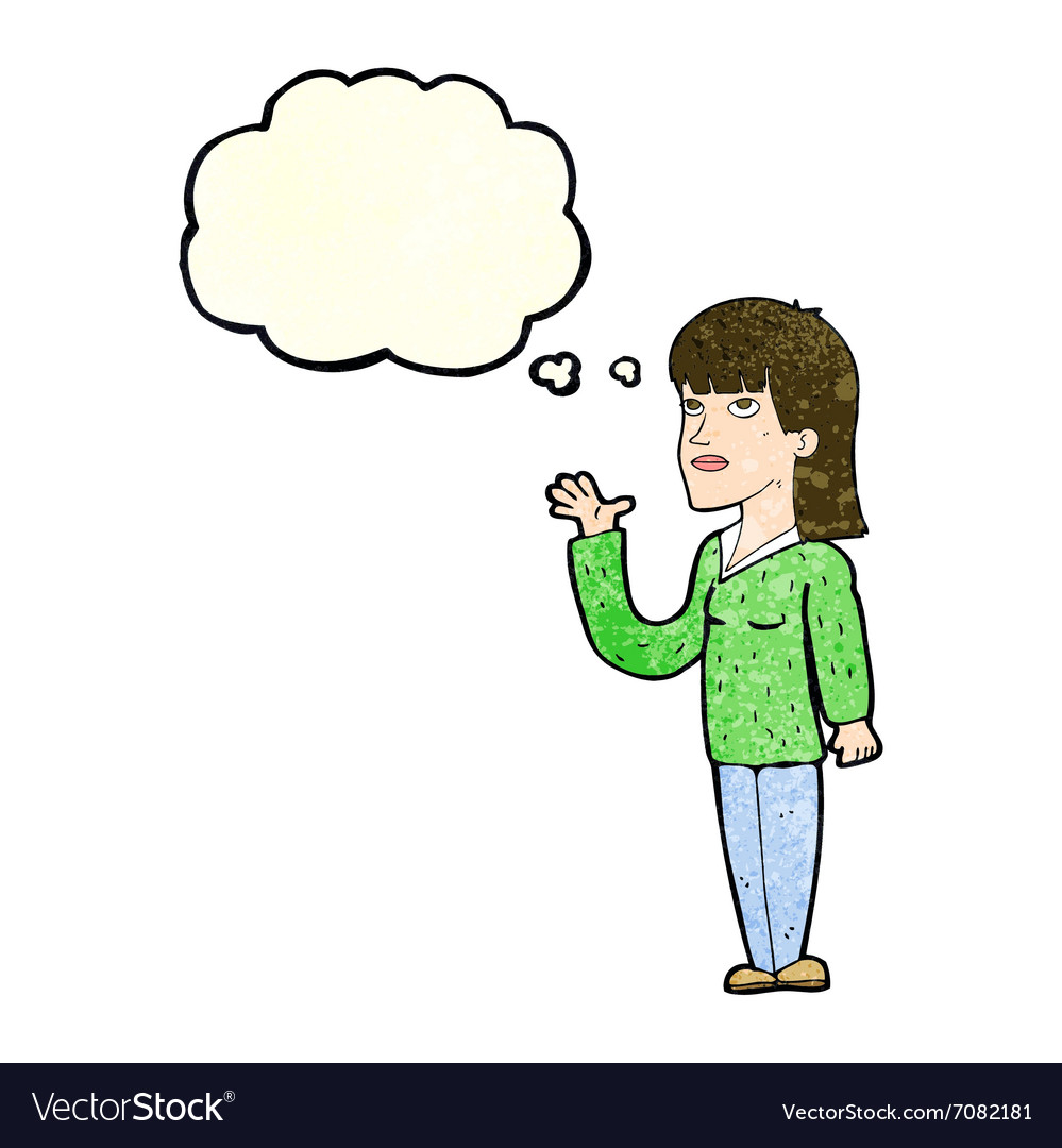 Cartoon woman explaining with thought bubble Vector Image