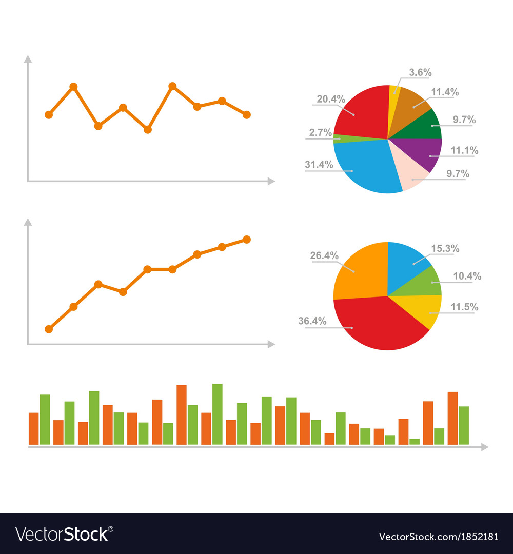 Charts statistics and pie diagram Royalty Free Vector Image