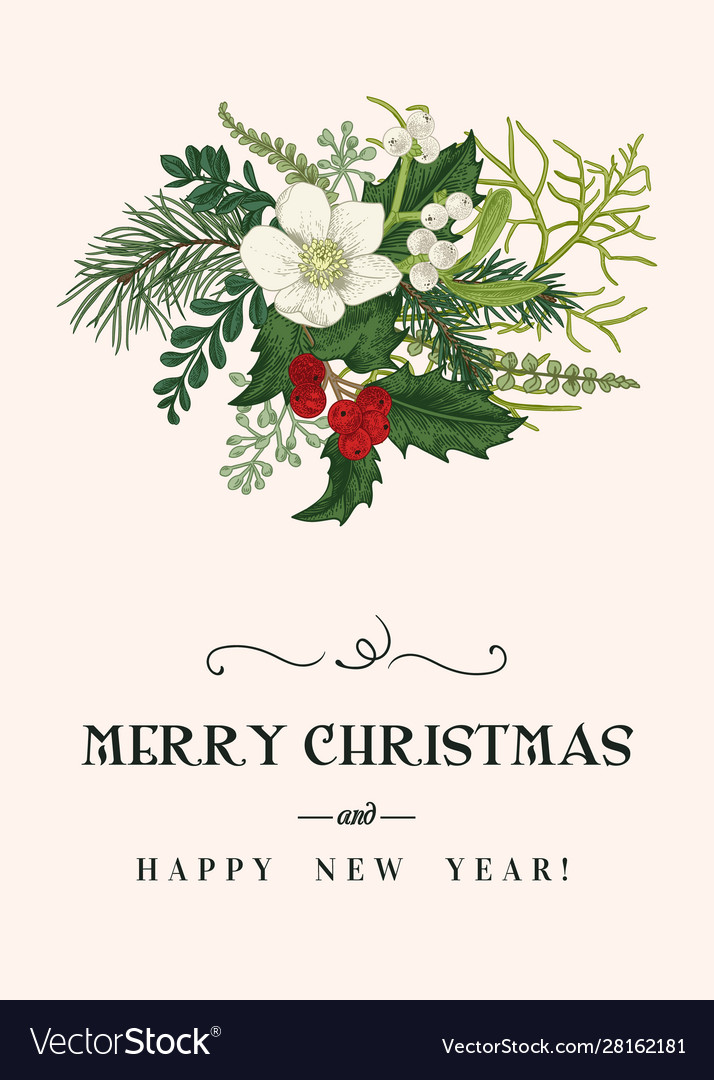 Christmas floral card Royalty Free Vector Image