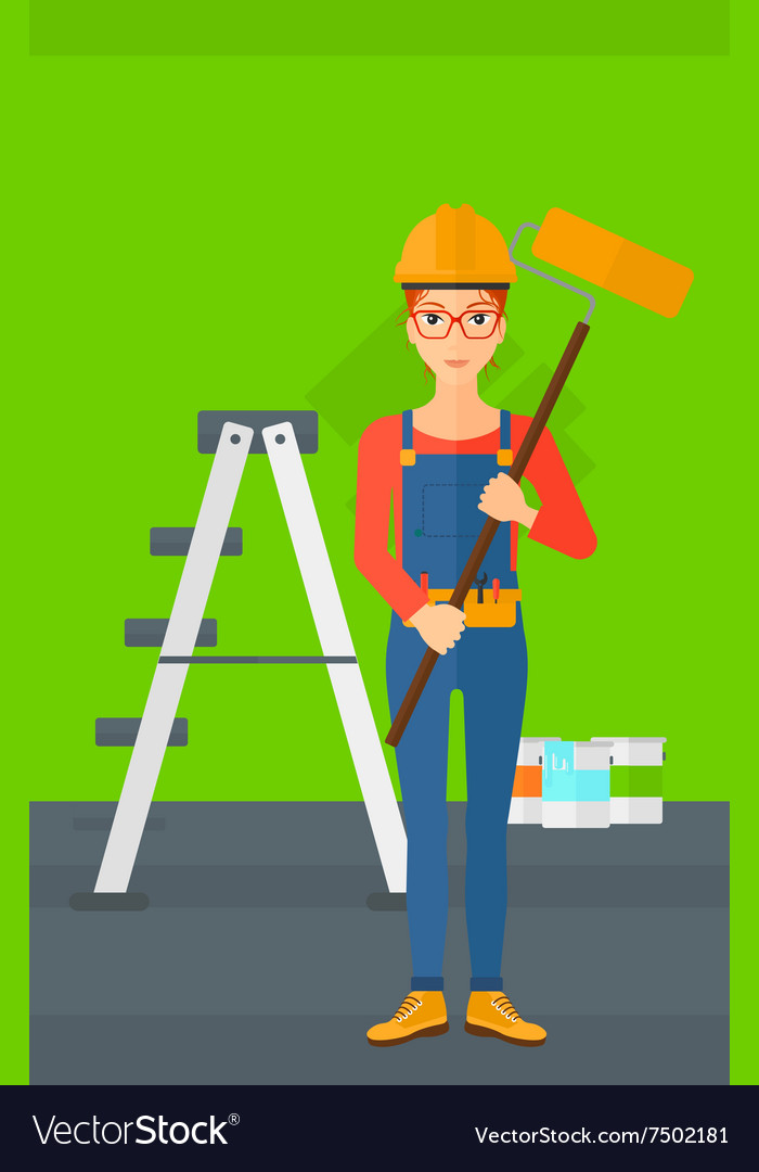 Painter with paint roller Royalty Free Vector Image