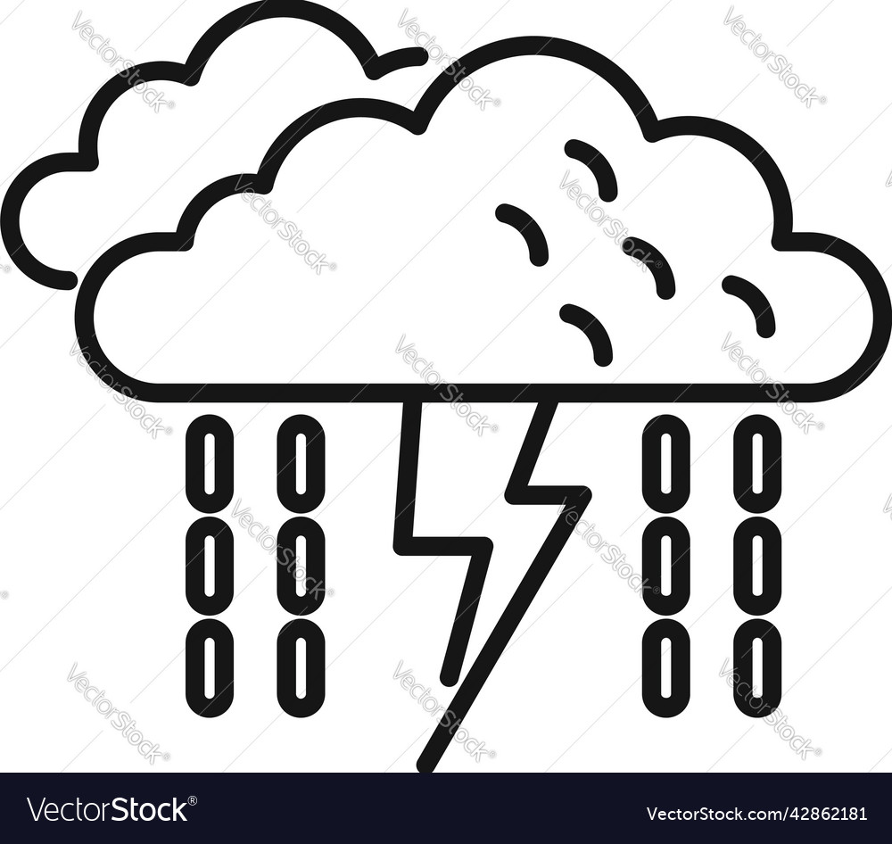 Rain thunderstorm icon outline cloud Royalty Free Vector