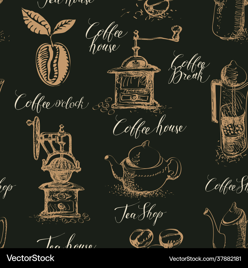 Seamless pattern on tea and coffee theme Vector Image