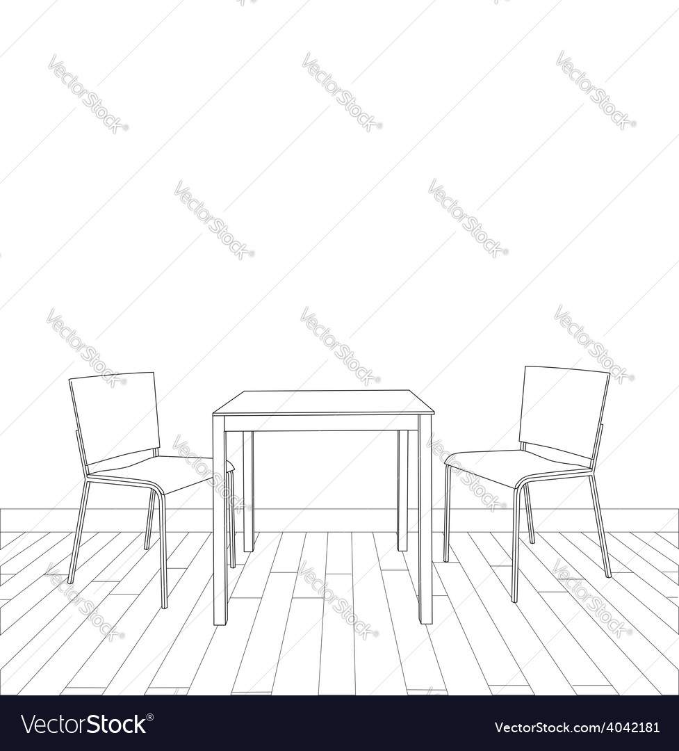 Sketch of modern interior table and chairs Vector Image