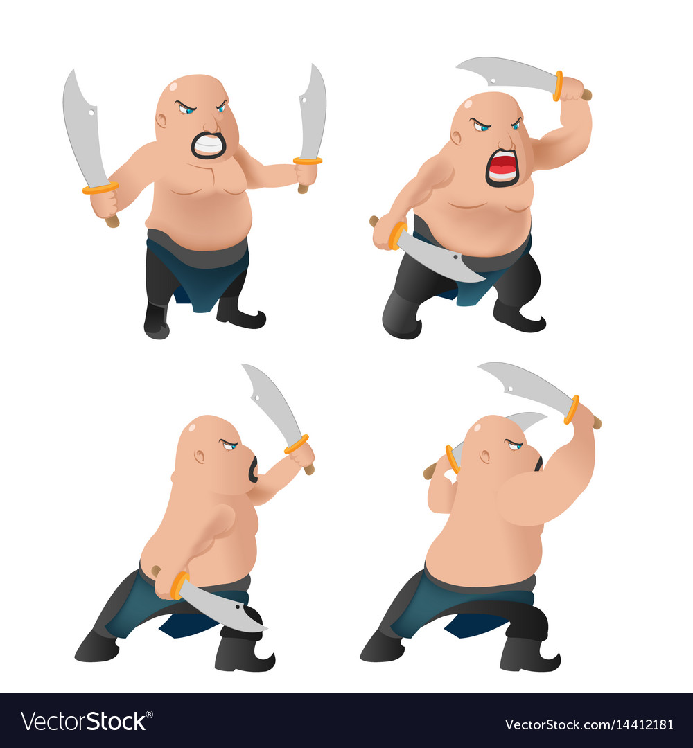 Warrior old man character fight Royalty Free Vector Image