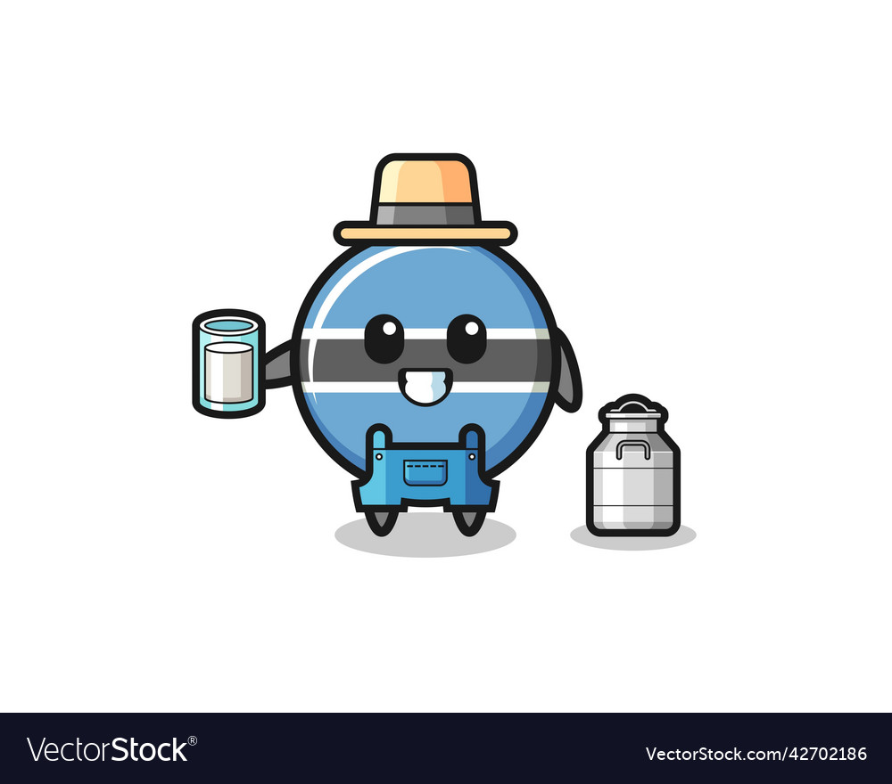 Botswana flag cartoon as the dairy farmer Vector Image