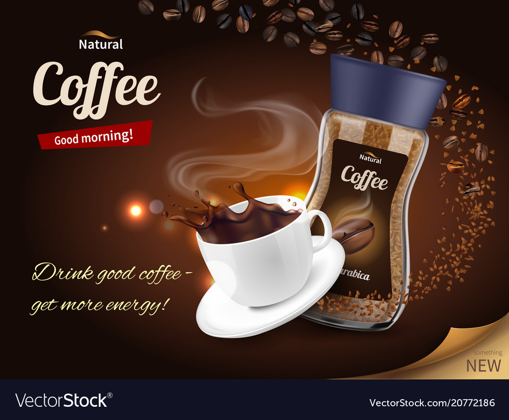 Coffee Advertisement Realistic Composition Vector Image