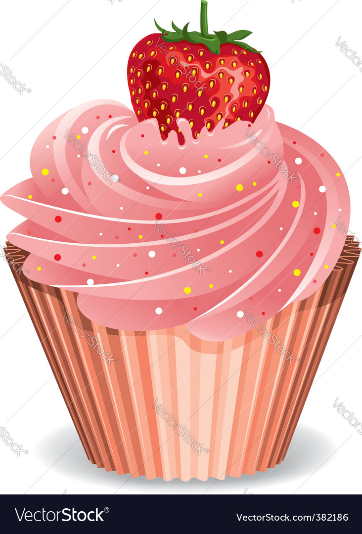 Cupcake With Strawberry Royalty Free Vector Image