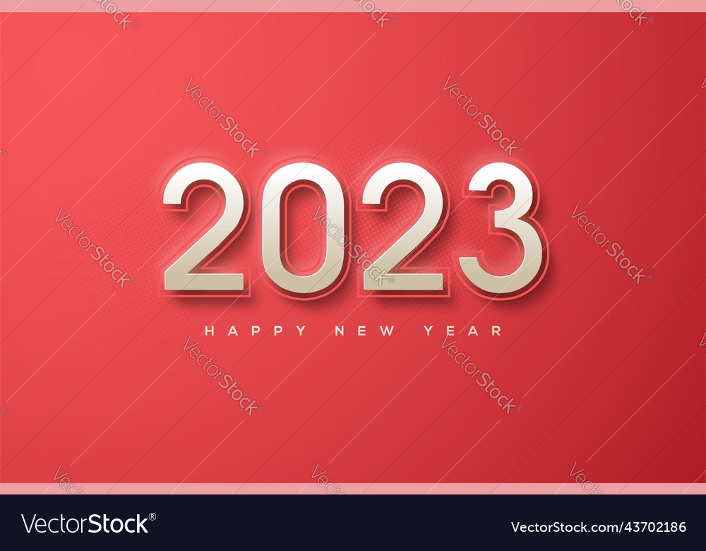 Happy new year 2023 3d with a line in each number Vector Image