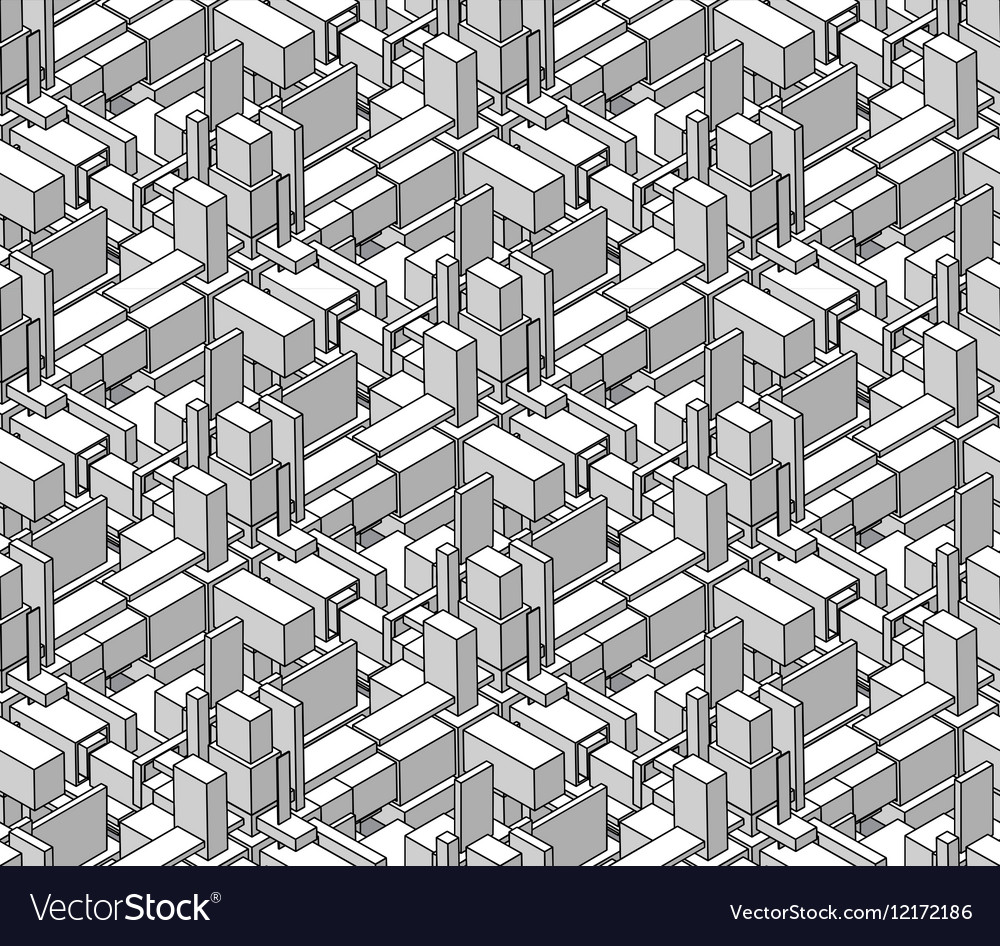 Seamless black and white shaded isometric Vector Image