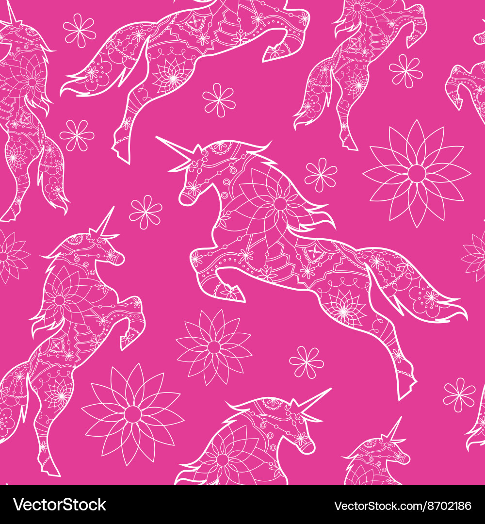 Seamless pattern with unicorns Royalty Free Vector Image