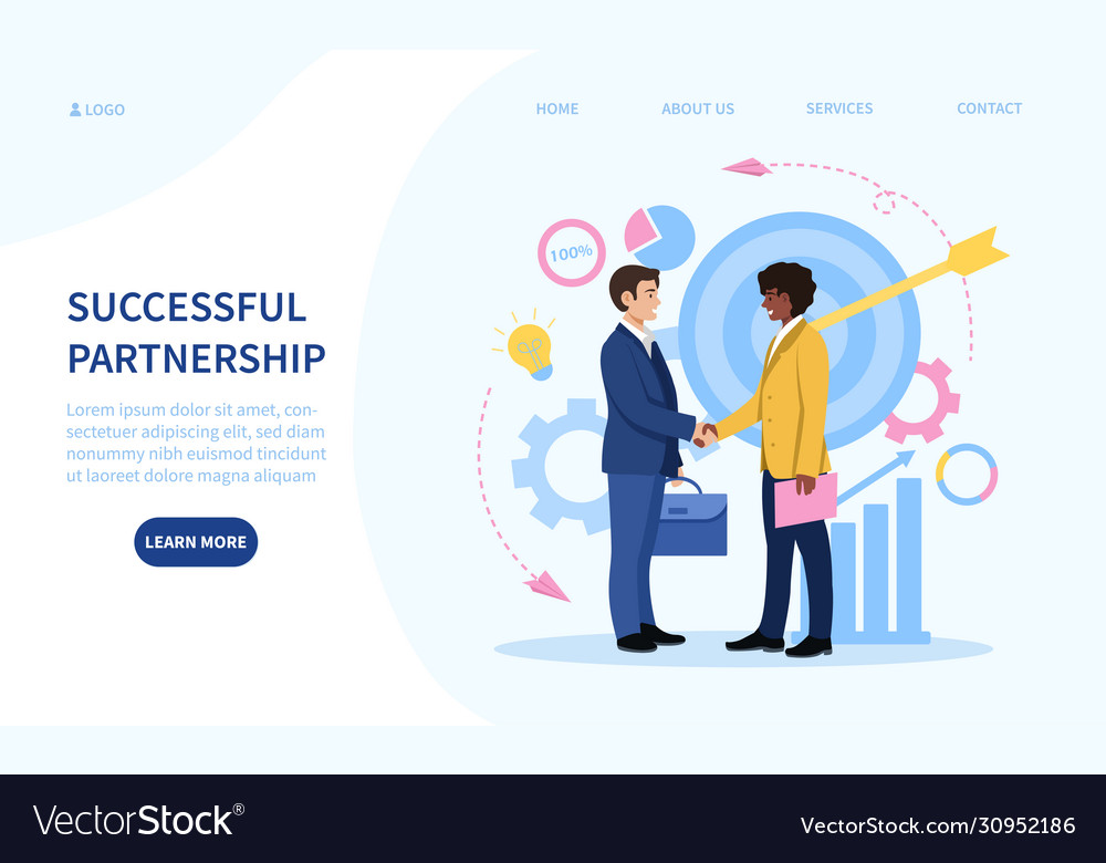 Successful partnership concept with two Royalty Free Vector