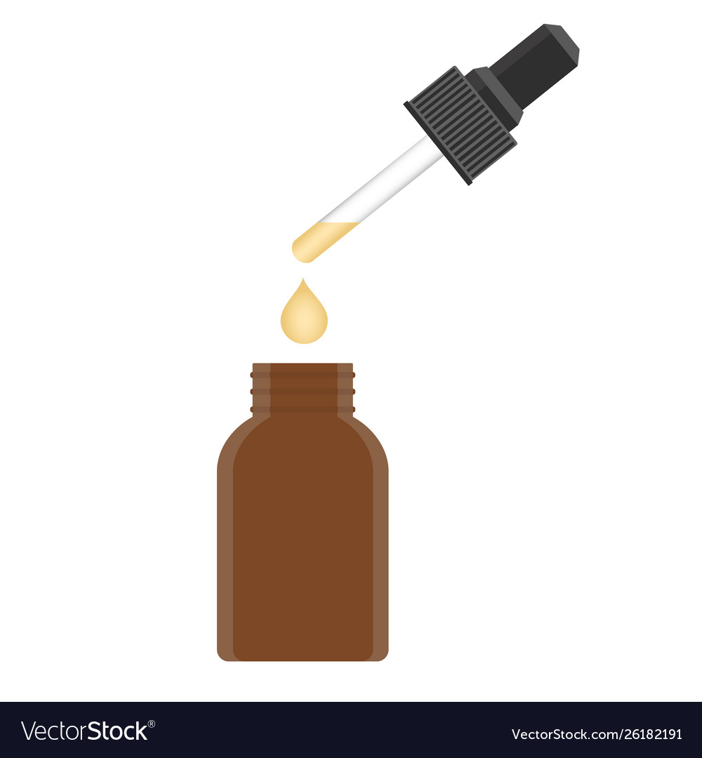 A glass bottle with pipette with serum yellow Vector Image