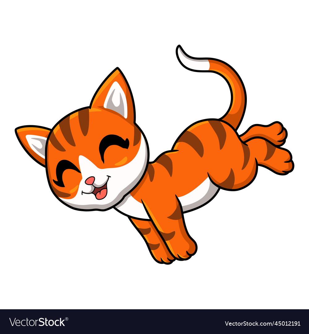 Cute orange tabby cat cartoon Royalty Free Vector Image