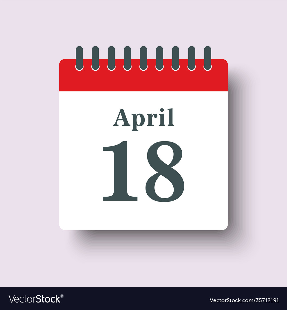 Icon day date 18 april template calendar page Vector Image
