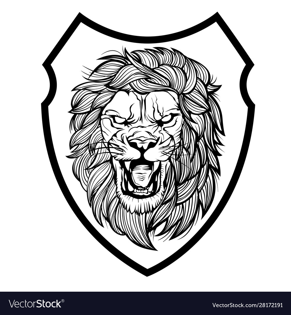 Lion aggry king drawing black amp white Royalty Free Vector