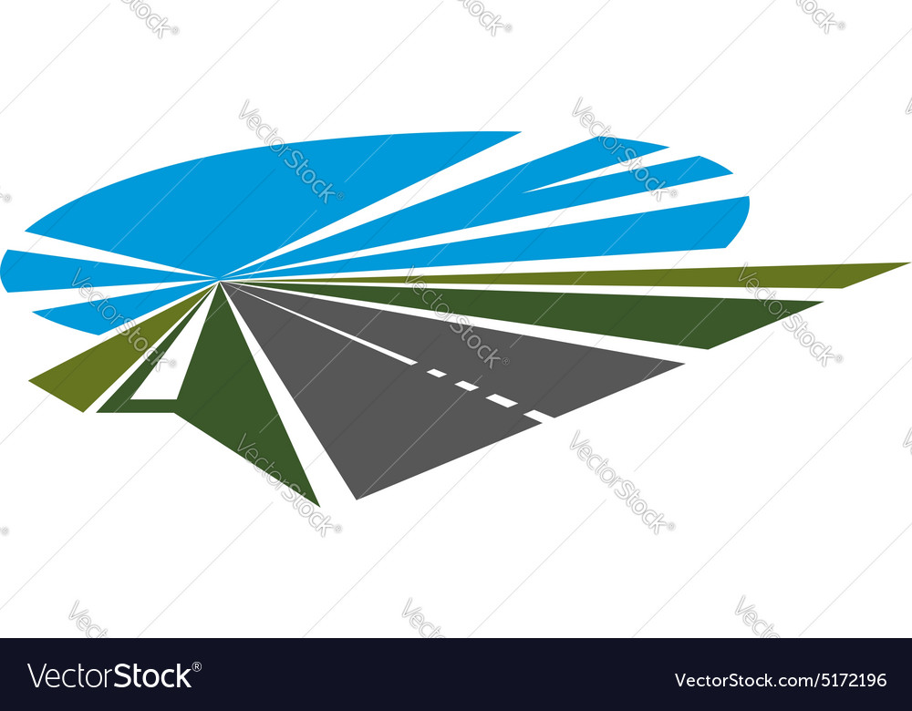 Highway with green roadsides and blue sky Vector Image