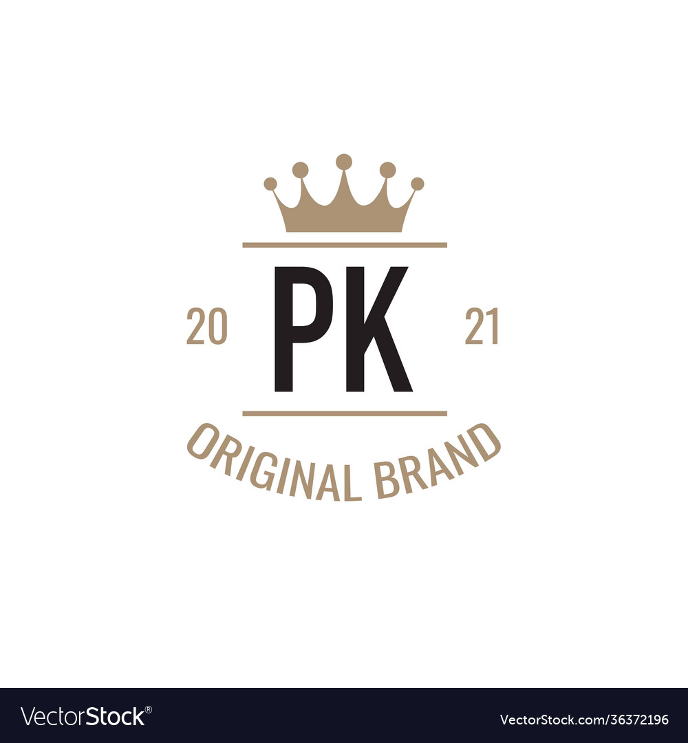 Initial Letter Pk King Logo Design Template Vector Image