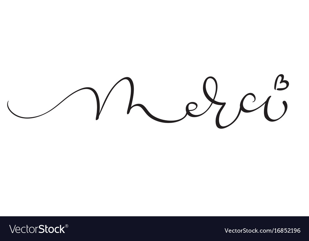 Merci word on white background hand drawn Vector Image