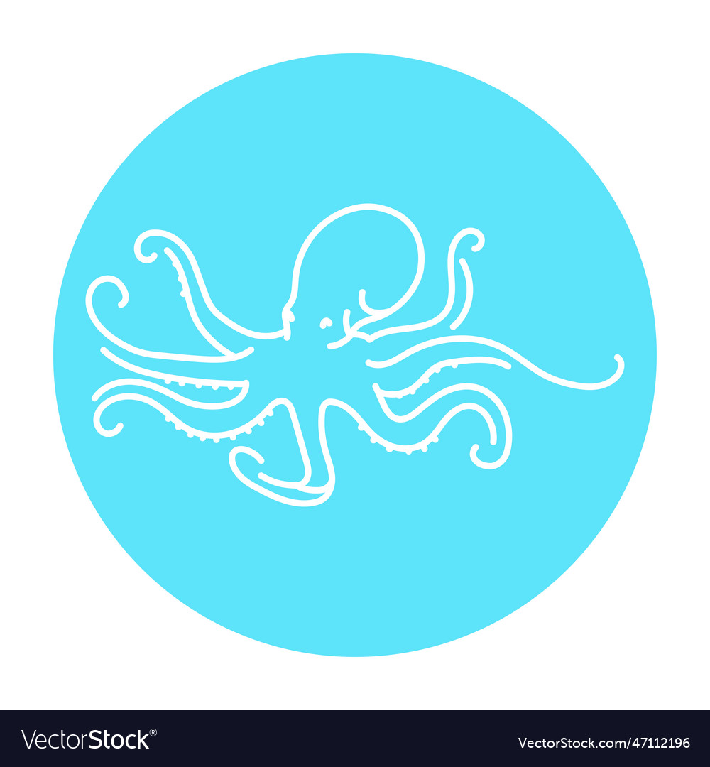 Octopus color line ocean fishes Royalty Free Vector Image