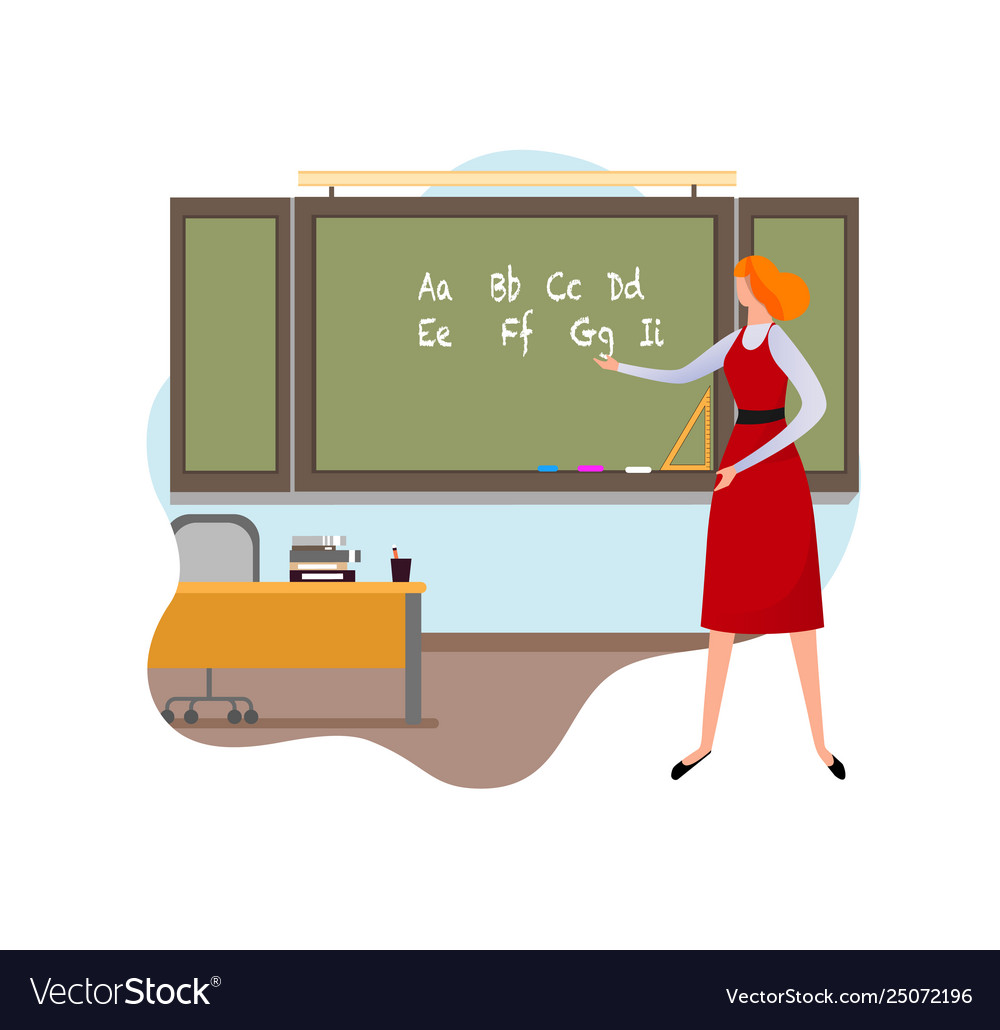 Primary school female teacher giving lesson learn Vector Image