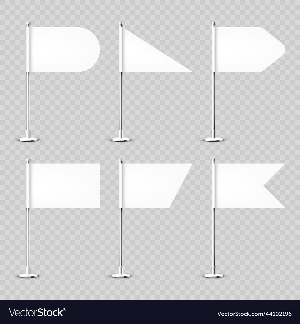 Realistic various table flags on a chrome steel Vector Image