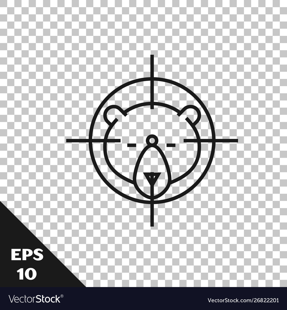 Black line hunt on bear with crosshairs icon Vector Image