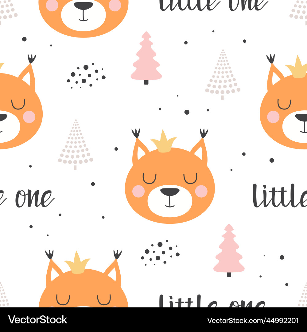 Cartoon seamless pattern with cute squirrel Vector Image