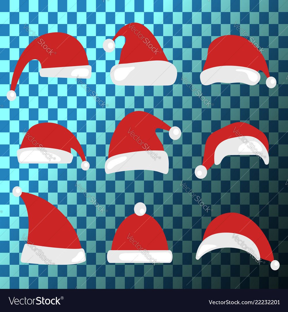 Christmas hat set santa claus hats collection vector image Christmas hat set santa claus hats collection