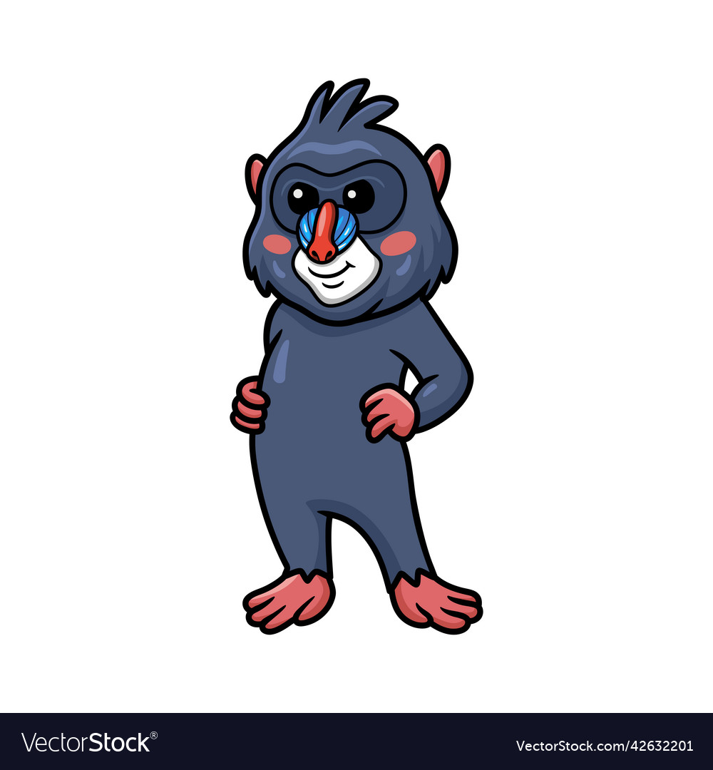 Cute little mandrill cartoon standing Royalty Free Vector