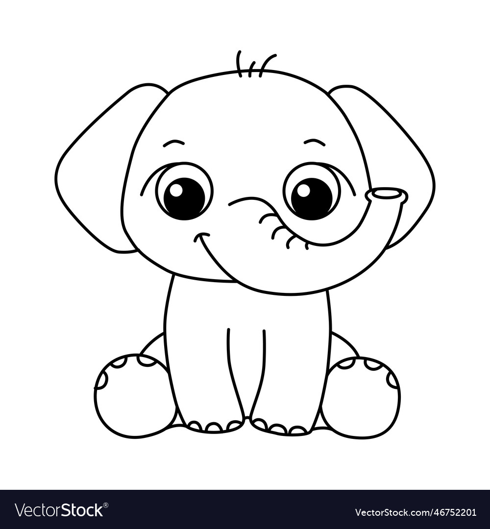 Elephant cartoon coloring page for kids Royalty Free Vector