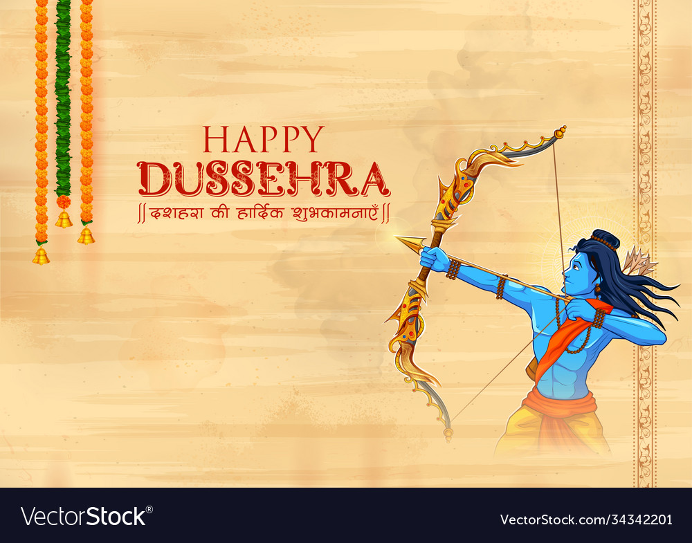 Lord rama killing ravana in dussehra navratri Vector Image