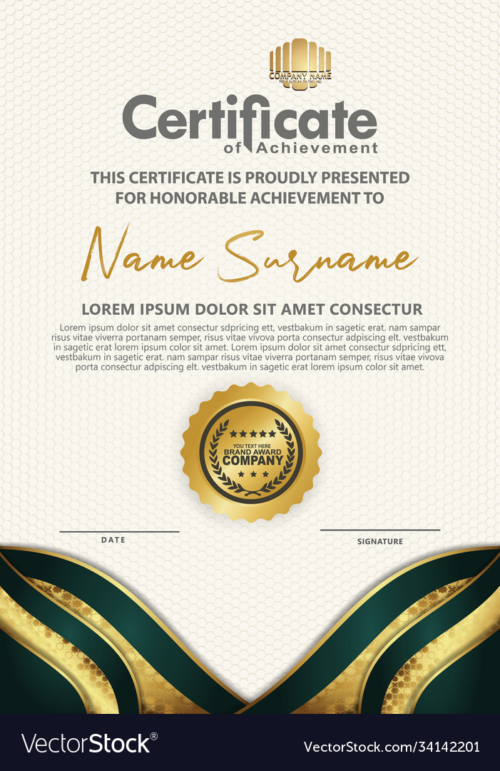 Luxury vertical modern certificate template Vector Image