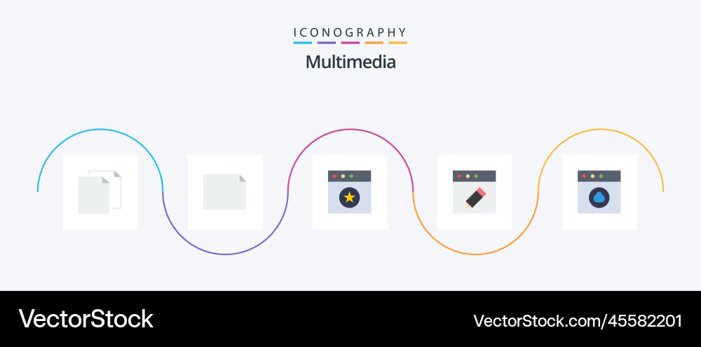 Multimedia flat 5 icon pack including mac Vector Image