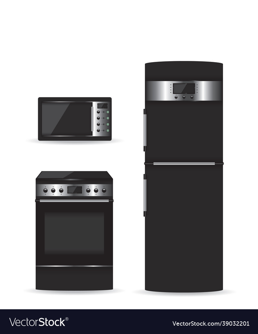 Set Of Black Household Appliances Royalty Free Vector Image