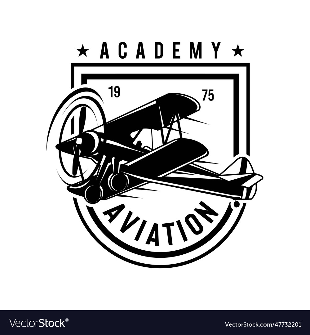 Vintage retro airplane with emblem logo design Vector Image