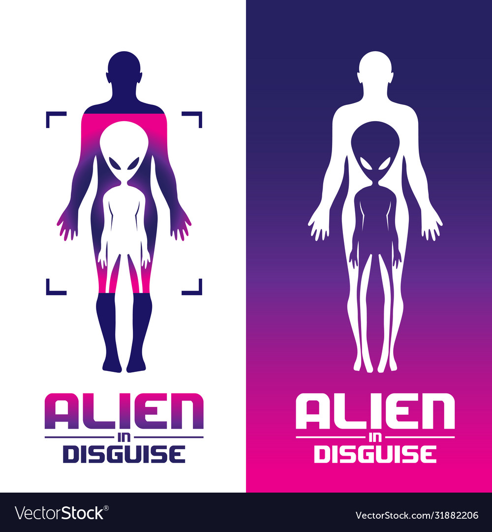 Alien in disguise concept volume 1 set Royalty Free Vector