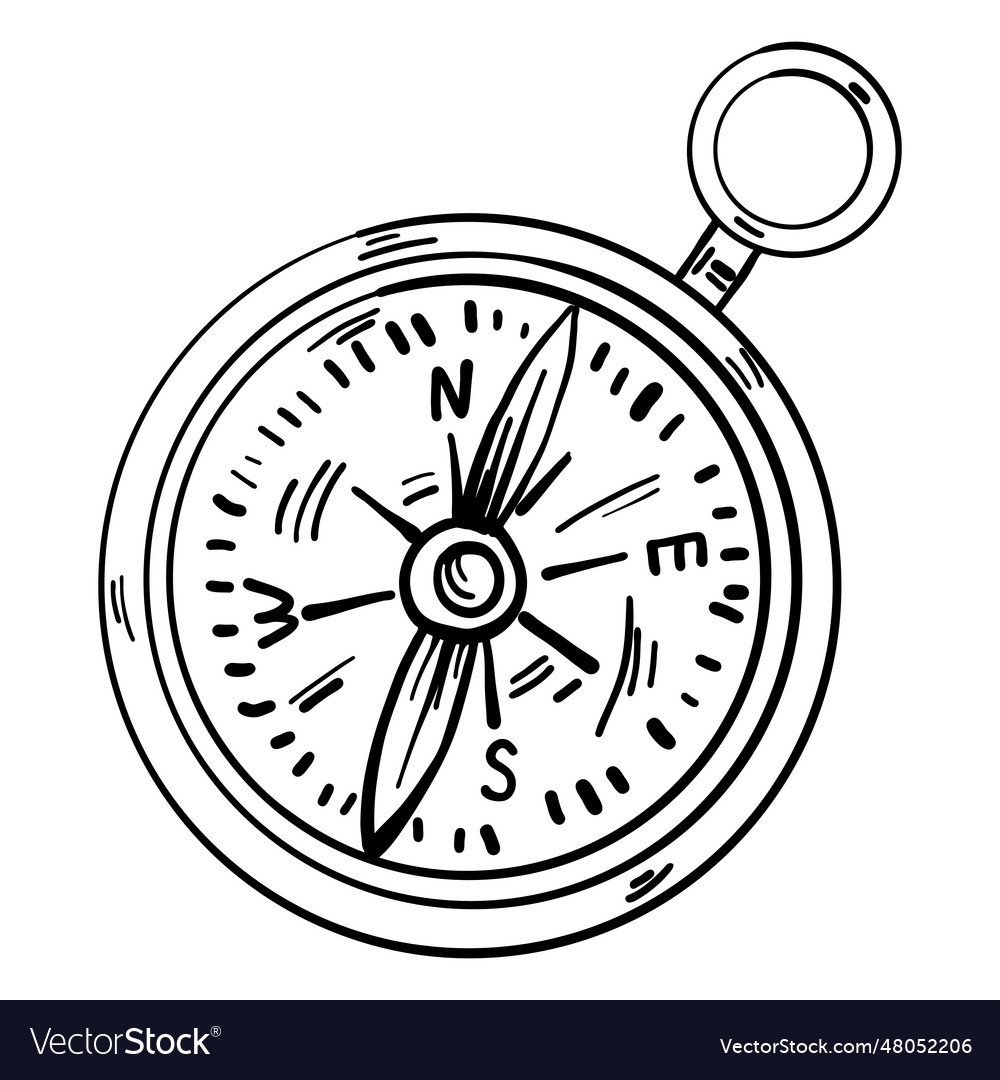 Compass arrow direction sketch Royalty Free Vector Image