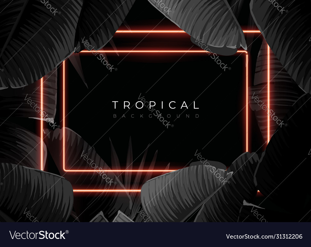 Dark monochrome tropical design with exotic banana