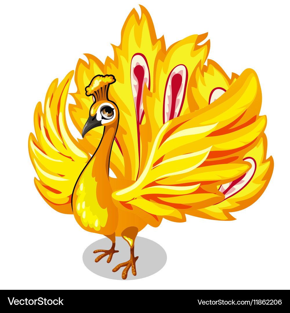 Fabulous golden bird on a white background Vector Image