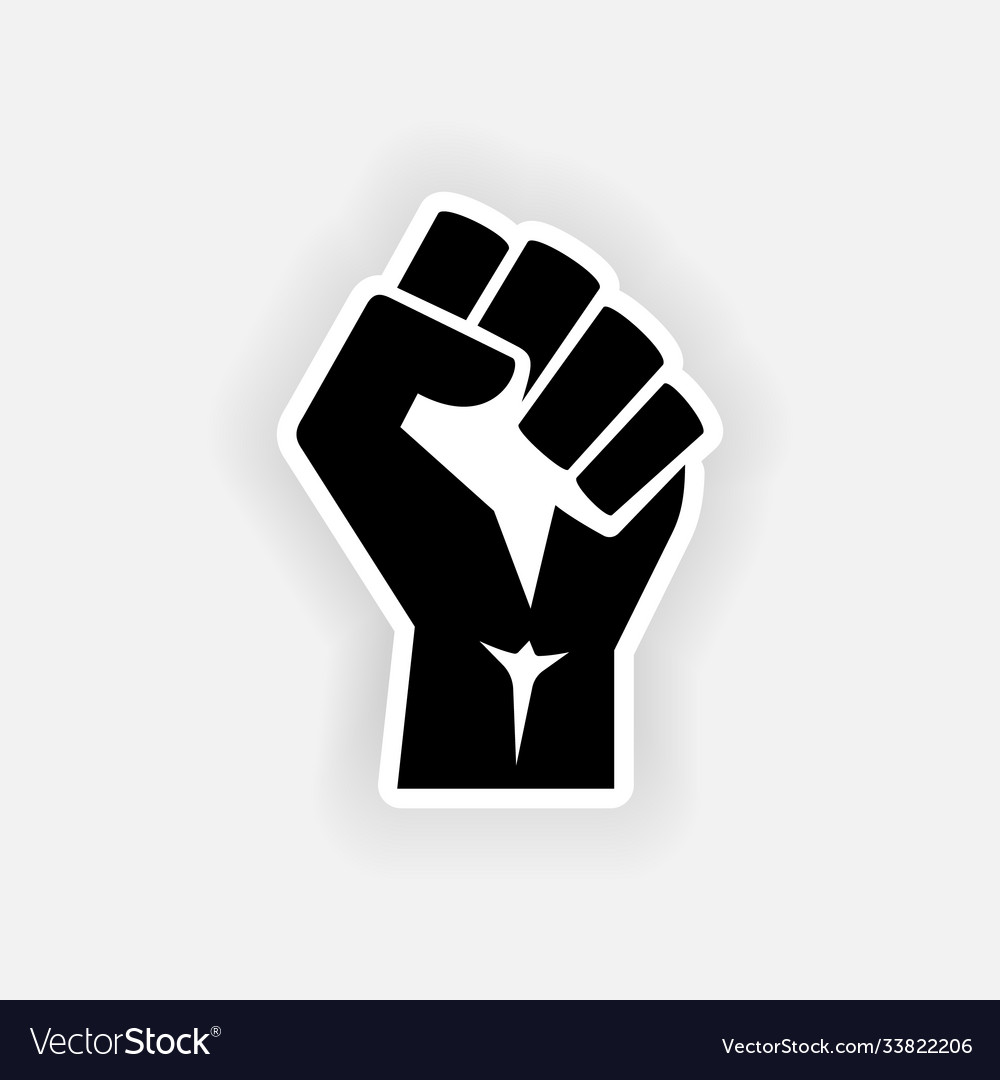 Raised power fist hand on grey background protest Vector Image