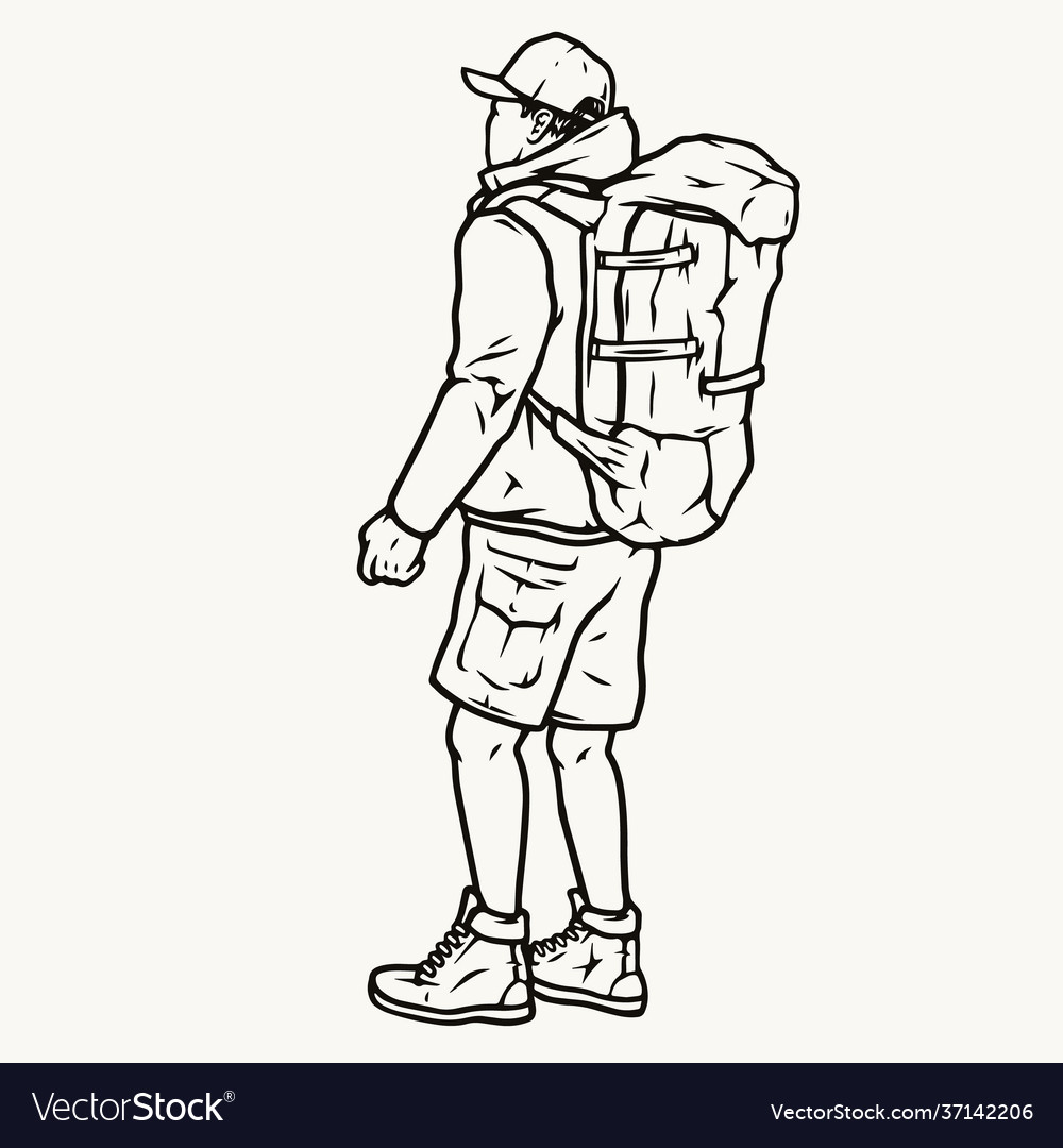 Tourist man with backpack Royalty Free Vector Image