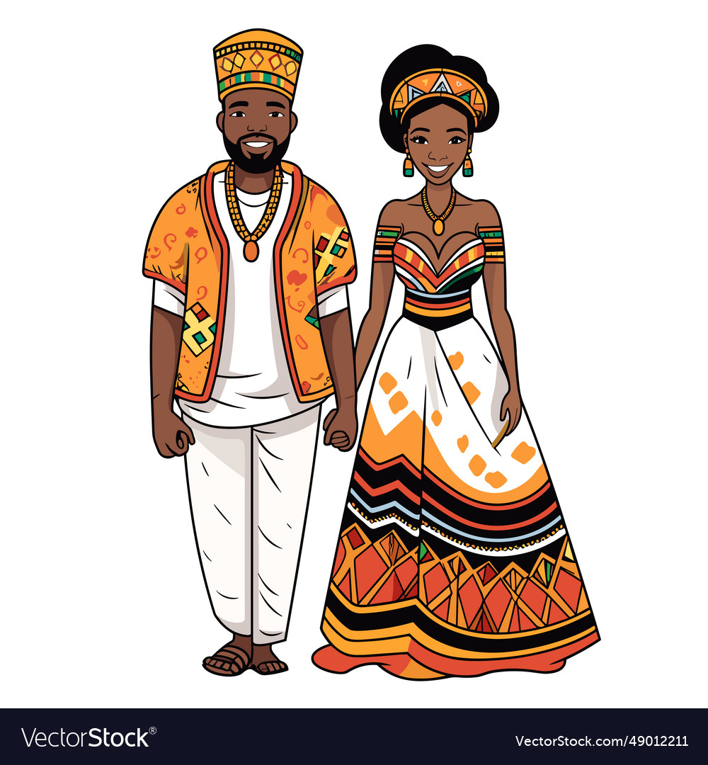 African couple hand-drawn comic Royalty Free Vector Image