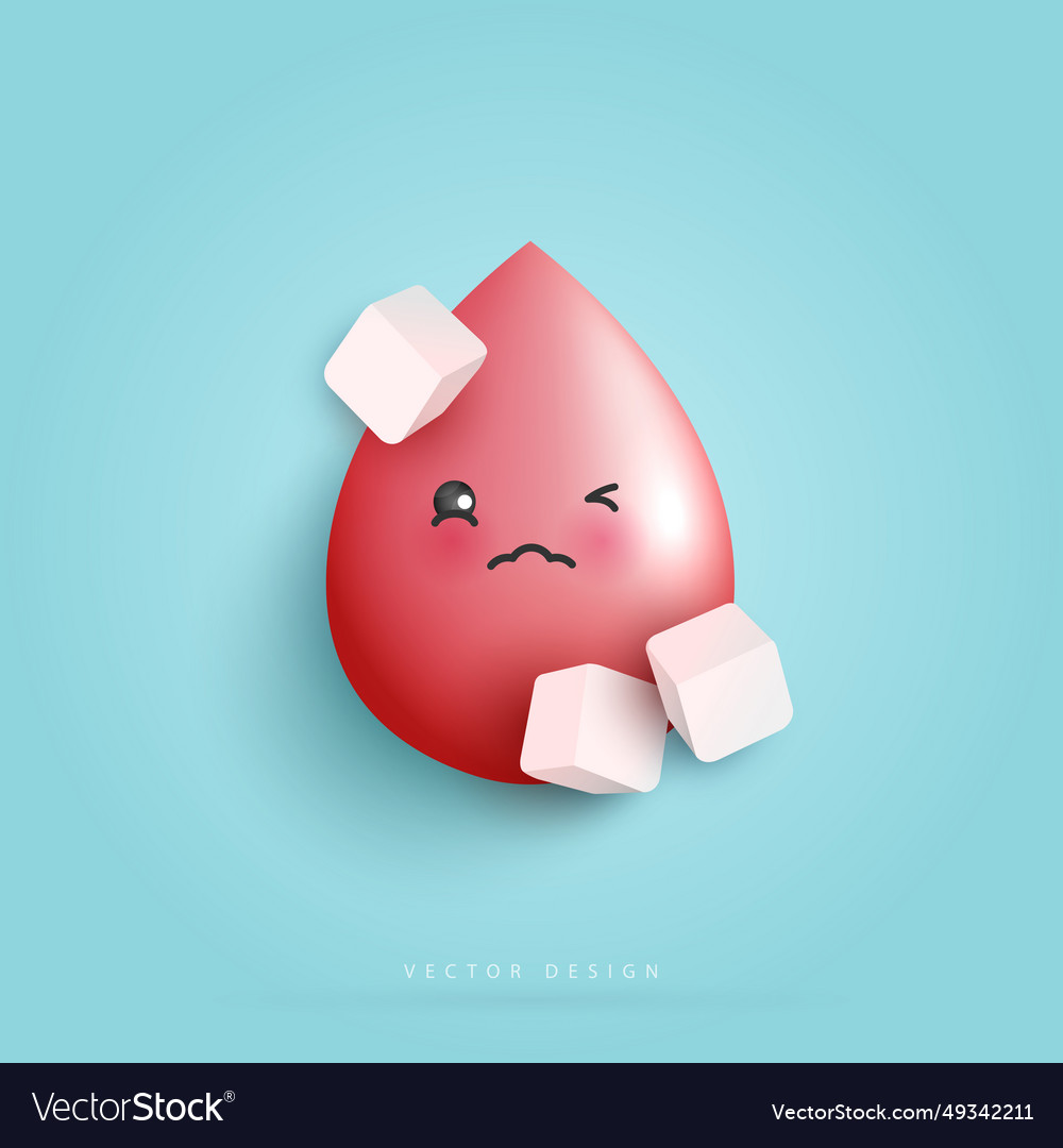 Blood with sugar cube dissolving inside Royalty Free Vector