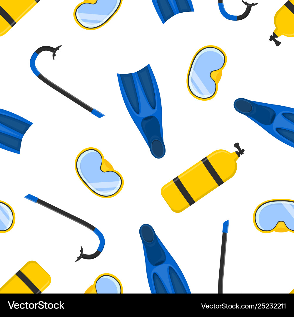 Diving equipment seamless pattern Royalty Free Vector Image