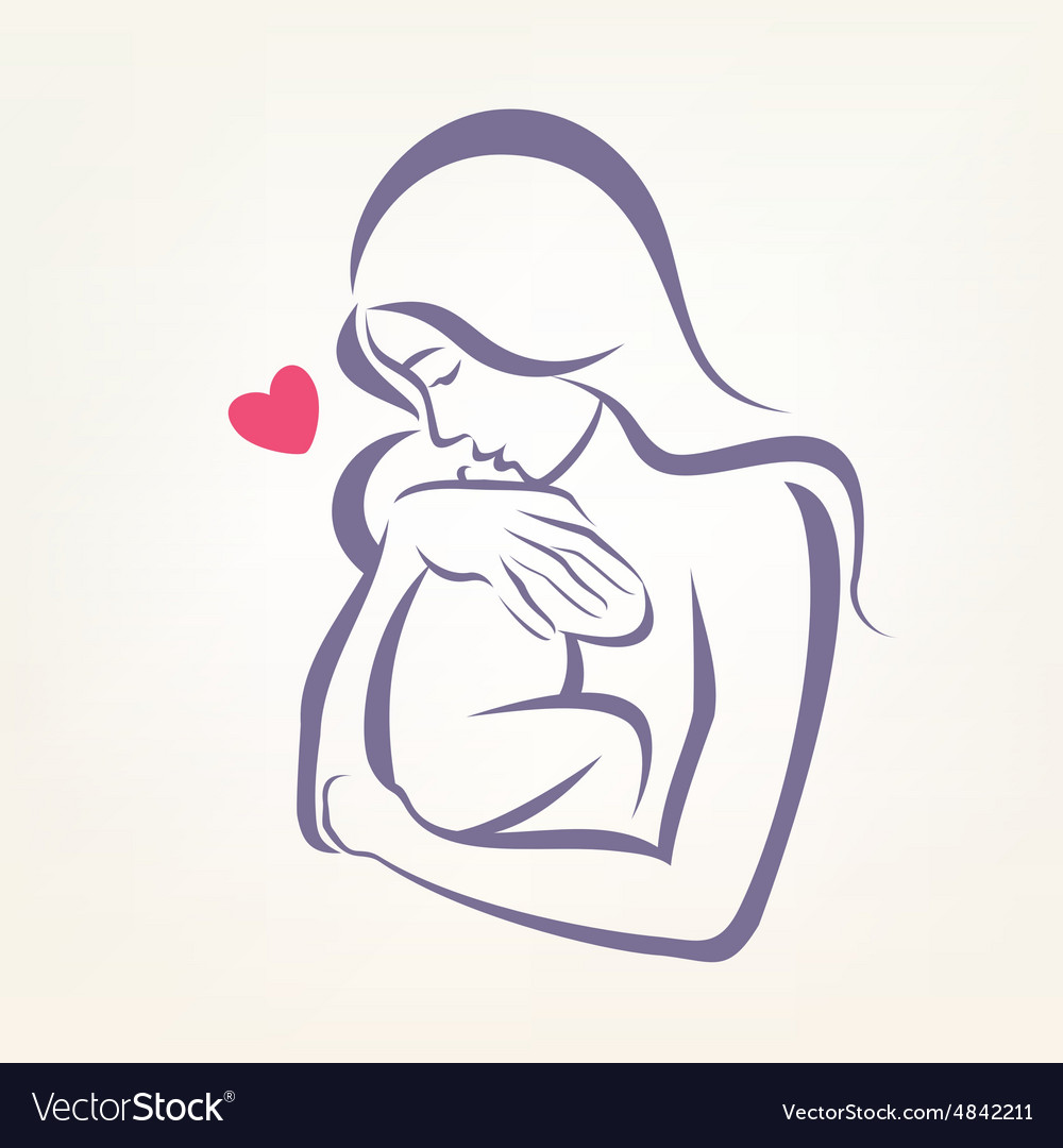 mother holding child drawing