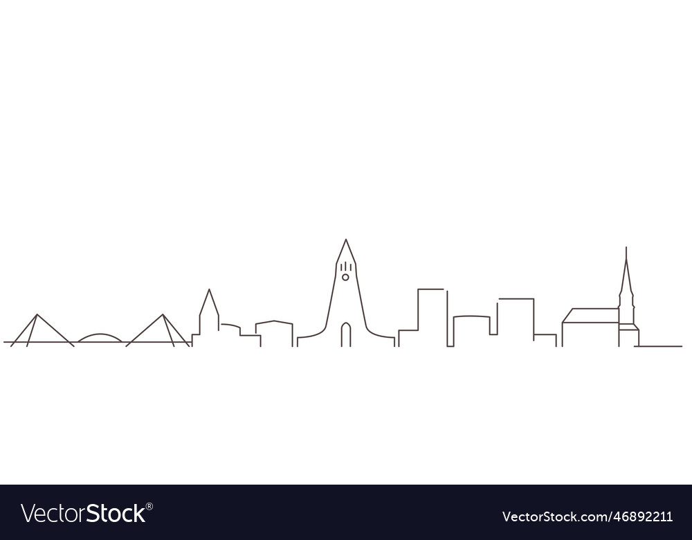 Reykjavik dark line simple minimalist skyline Vector Image