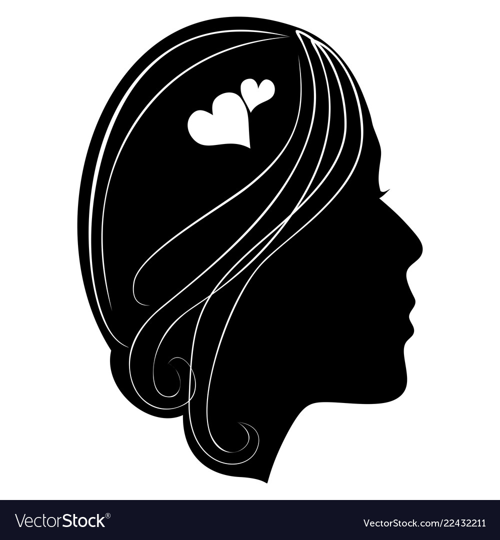 Silhouette Of A Girls Head With Classic Long Hair Vector Image