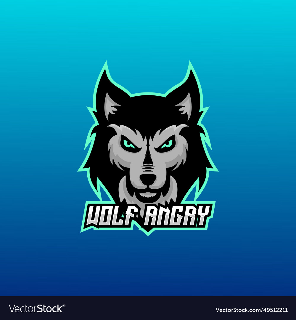 Wolf angry logo esport team design Royalty Free Vector Image